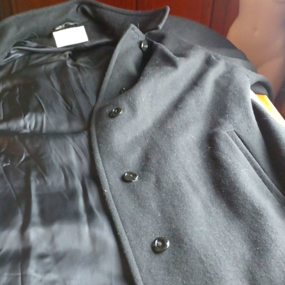 INTERNATIONAL SCENE Vintage Made In Hungary 100% Wool Black Trench Coat 9/10 - Picture 13 of 15